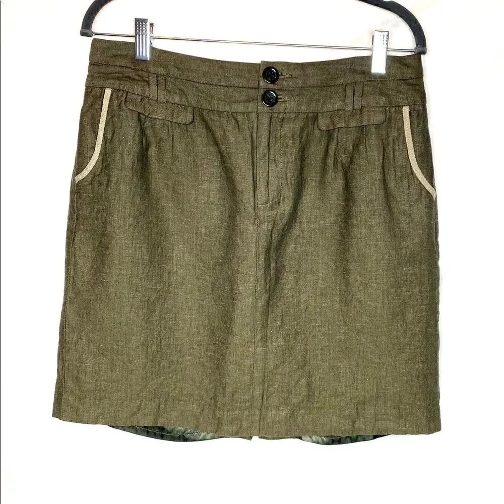 Banana Republic olive green linen blend skirt 12